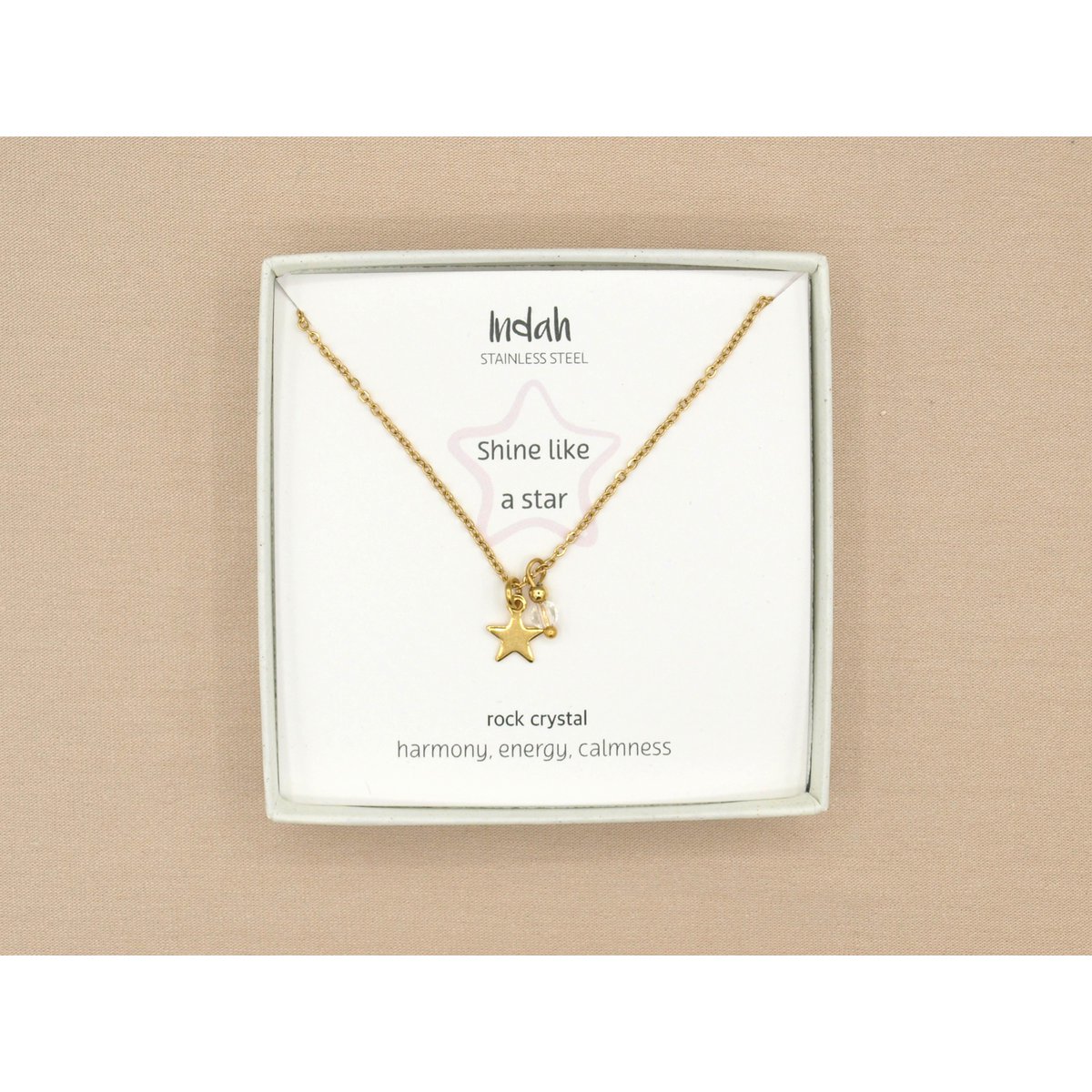 Ketting rock, ster en berg kristal, zilver of goud stainless steel