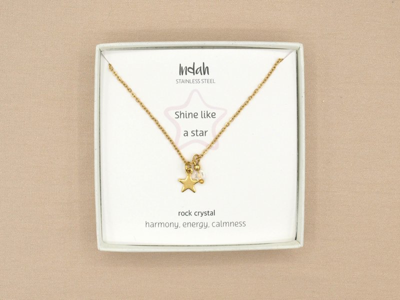 Ketting rock, ster en berg kristal, zilver of goud stainless steel