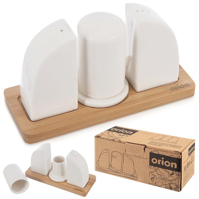 Porzellan mit Salz- und Pfefferschütteln mit Ständer WhiteLine 4 PCs