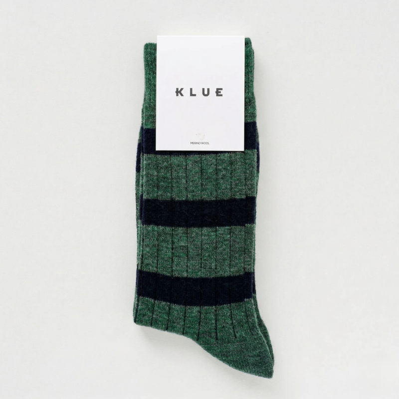 KLUE Merino Wool socks with stripes | Dark green and black
