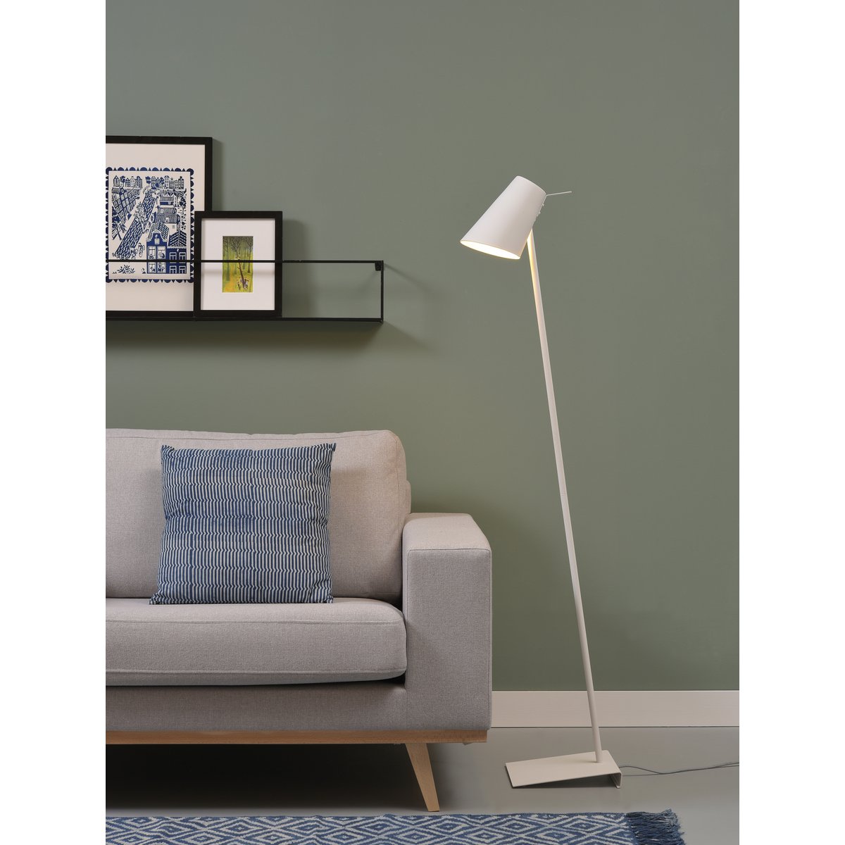 Vloerlamp ijzer/rubber finish Cardiff, wit