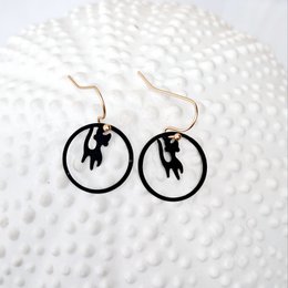 Øreringe - Minimalisme - Kitty Cat - guld/sort 4