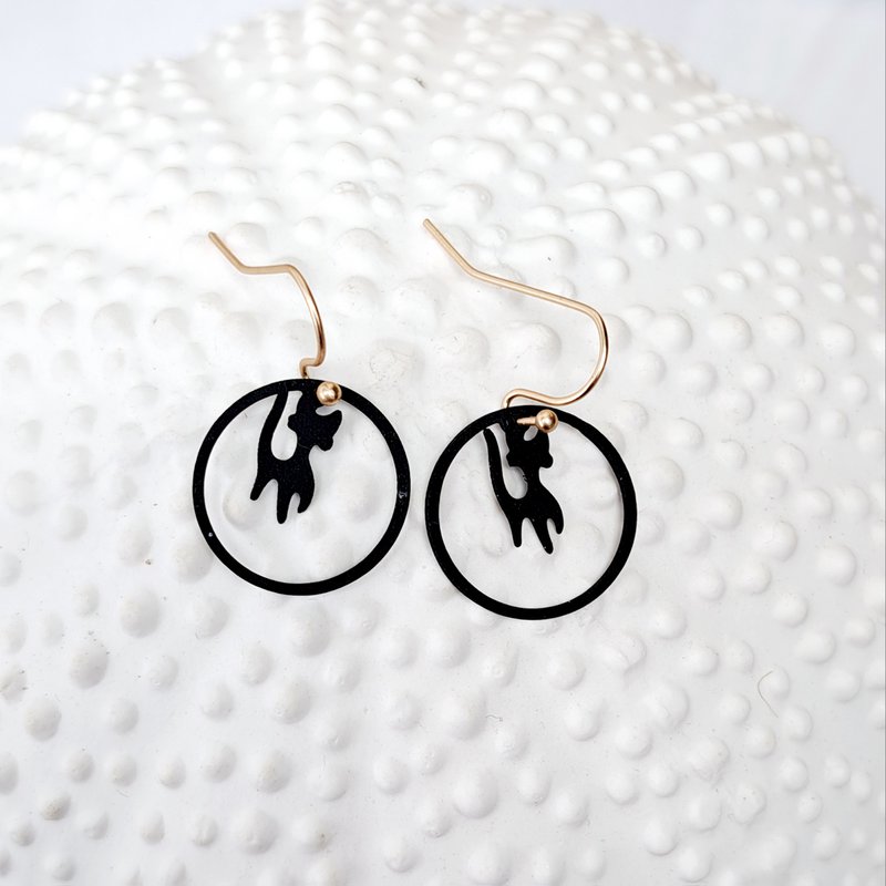 Ohrringe - Minimalismus - Kitty Cat - Gold/Schwarz 4