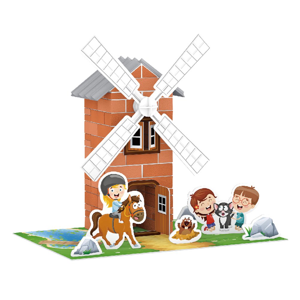 Bausatz STEAM DIY Windmühle – Ziegel – erst eigene Steine ​​herstellen und dann bauen!