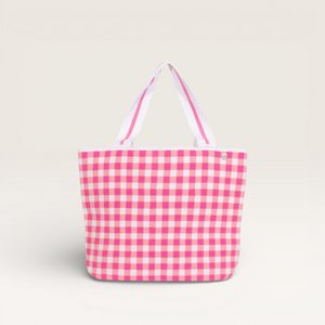 Ovale Tragetasche mit Gingham-Karomuster | Kaugummi