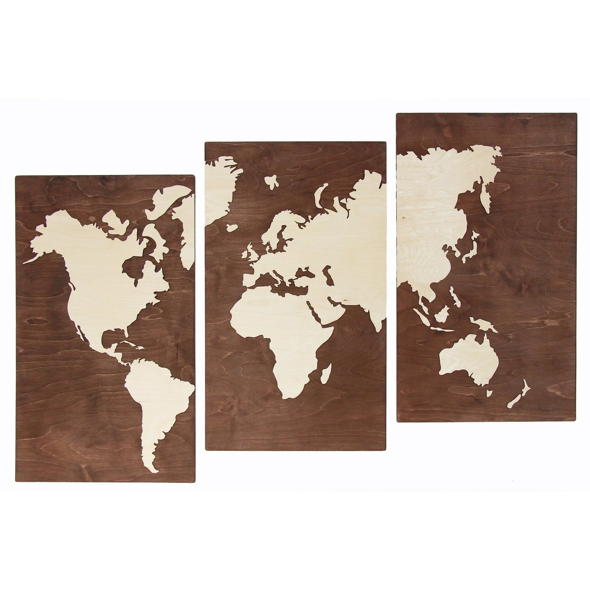 Mapamundi de madera, Mapa mural de madera, Mapamundi