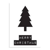 Merry Christmas - Christmas tree - Christmas Poster - Text poster - Black and White poster