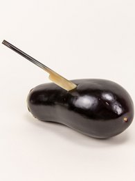 Set of 6 "Baguette" butter knife in marbled black horn
