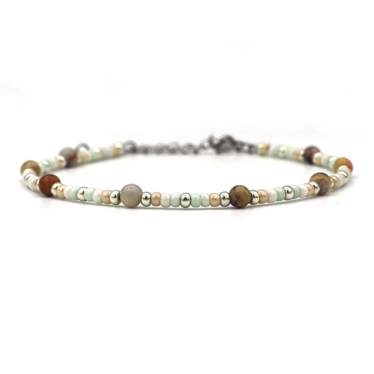 Enkelbandje crazy lace agaat, zilver of goud rvs