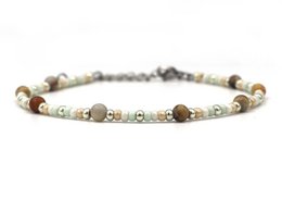 Enkelbandje crazy lace agaat, zilver of goud rvs