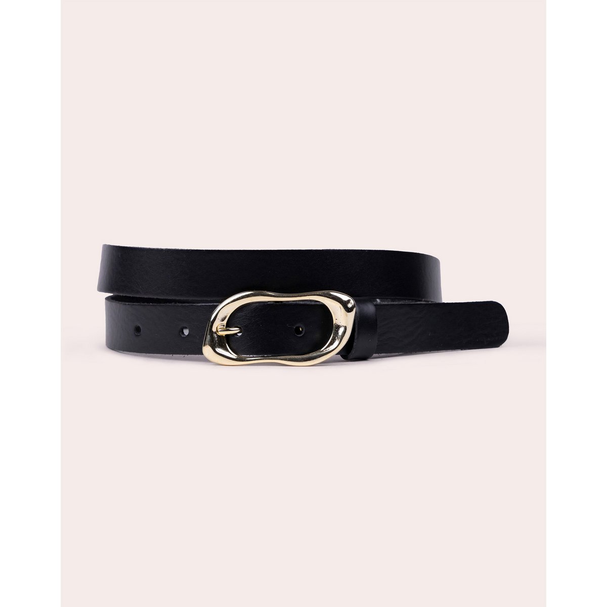 NOA | Eleganter Ledergürtel mit geformter Goldschnalle