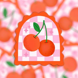 Vinyl sticker - girly cherry illustration