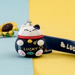 Edo Sleutelhanger Lucky Cat, 3x2,5cm, soft plastic, mix 12pcs