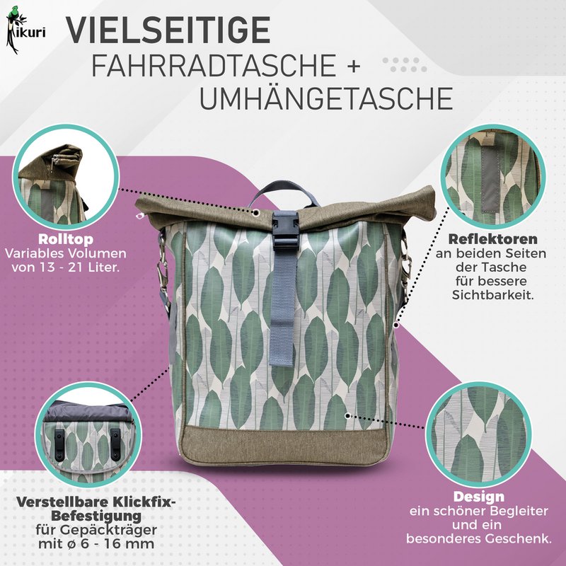 Cykellomme til bagage rack sadelbag pakketaske, med en rem til hængende, vandtæt - bananblade