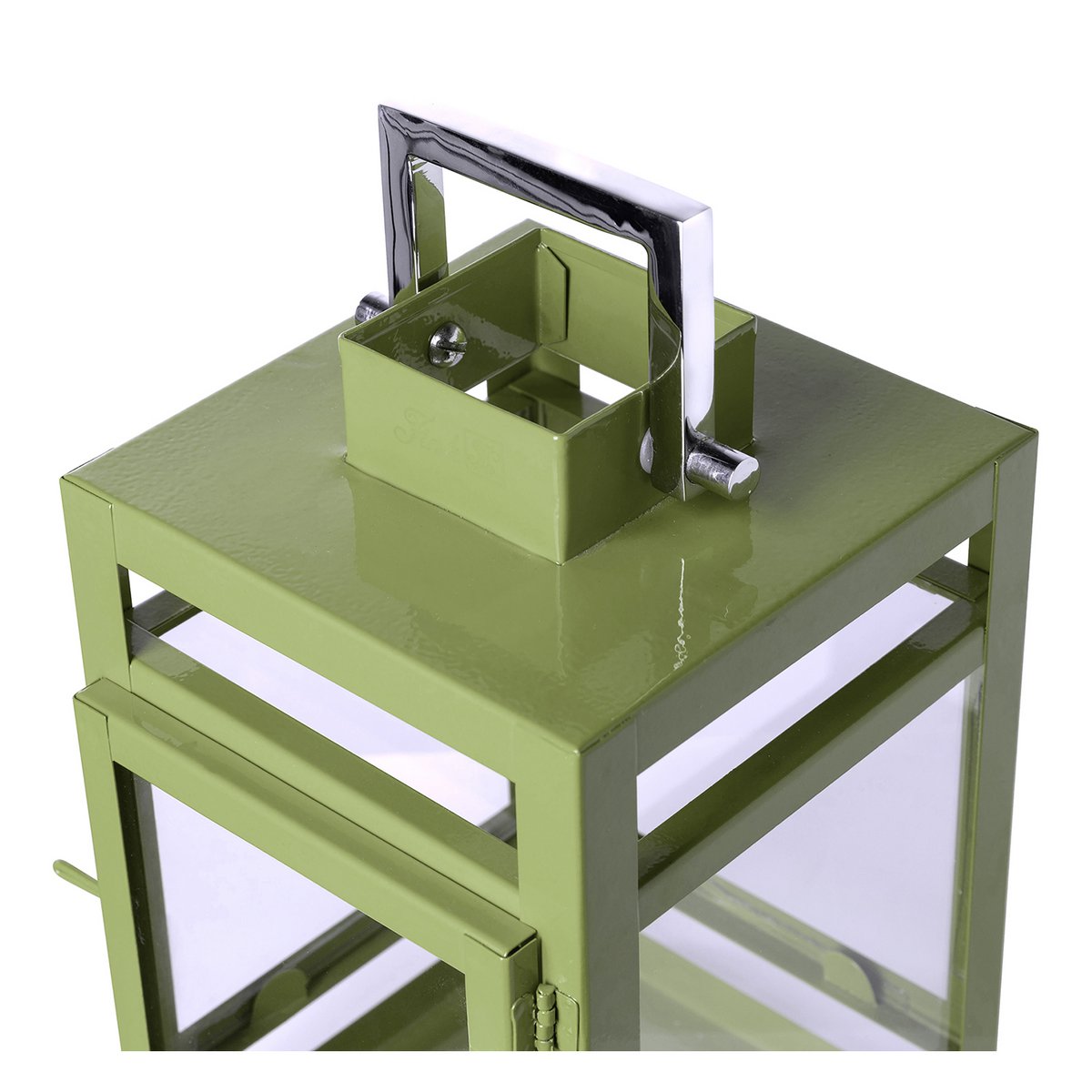 Lantern KENIA glass iron powder-coated smooth green 11.5 cm (Ø 12 cm) 20 cm
