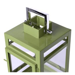Farol KENIA vidrio hierro lacado en polvo liso verde 11,5 cm (Ø 12 cm) 20 cm