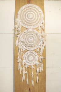 Triplet XL white fluffy dreamcatcher