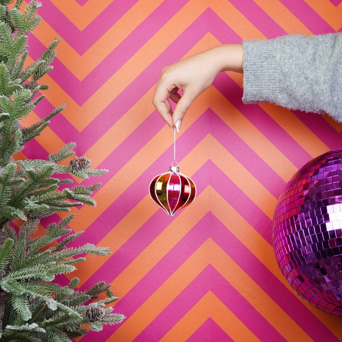 Ornamento - Palla di Natale - Vetro - Multi Colore - 8x8cm