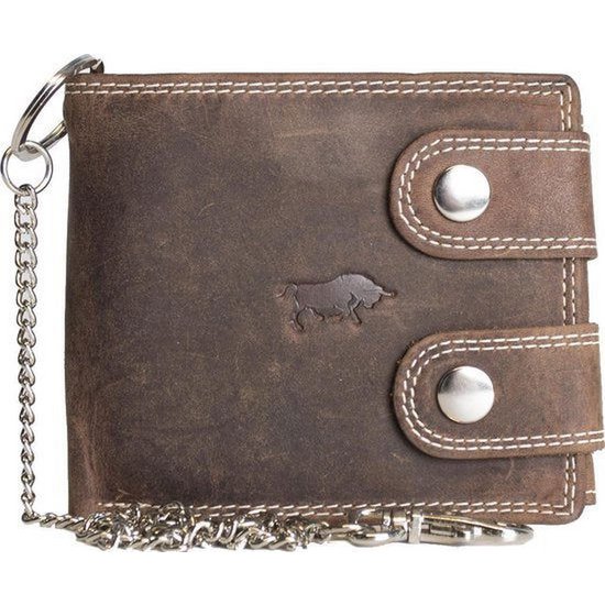 Brieftasche Herren Cognac mit Kette - stilvoller und praktischer Brieftasche aus echtem Leder, geeignet für Männer und Frauen.