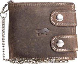 Wallet men's cognac with chain - stylish and practical wallet of real leather, suitable for men and women.