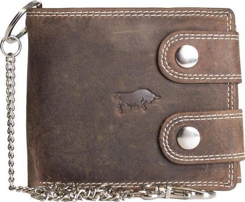 Portemonnee heren cognac met ketting – stijlvolle en praktische portemonnee van echt leer, geschikt voor heren en dames.
