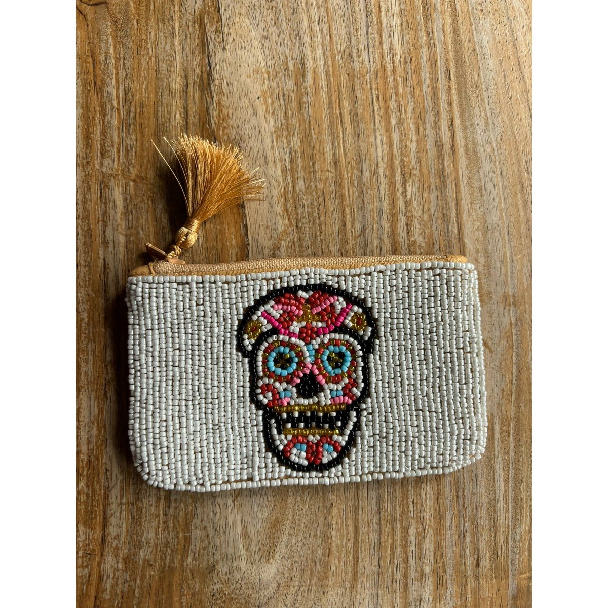 Handgefertigter Totenkopfbeutel mit Perlen * Geschenk *