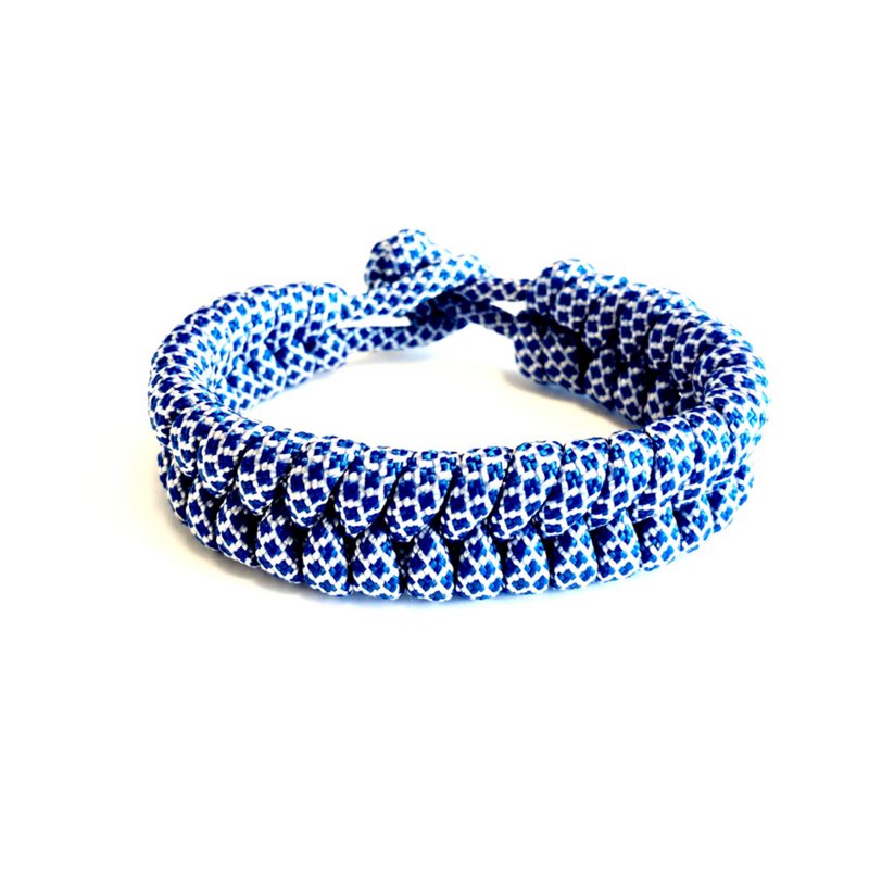 Heren armband gevlochten paracord blauw/wit