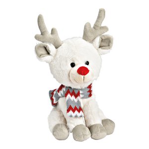 Reindeer sitting made of white plush (W/H/D) 16x34x18cm