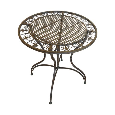 Engelse groene ronde ijzeren tafel d 70 h 75 cm