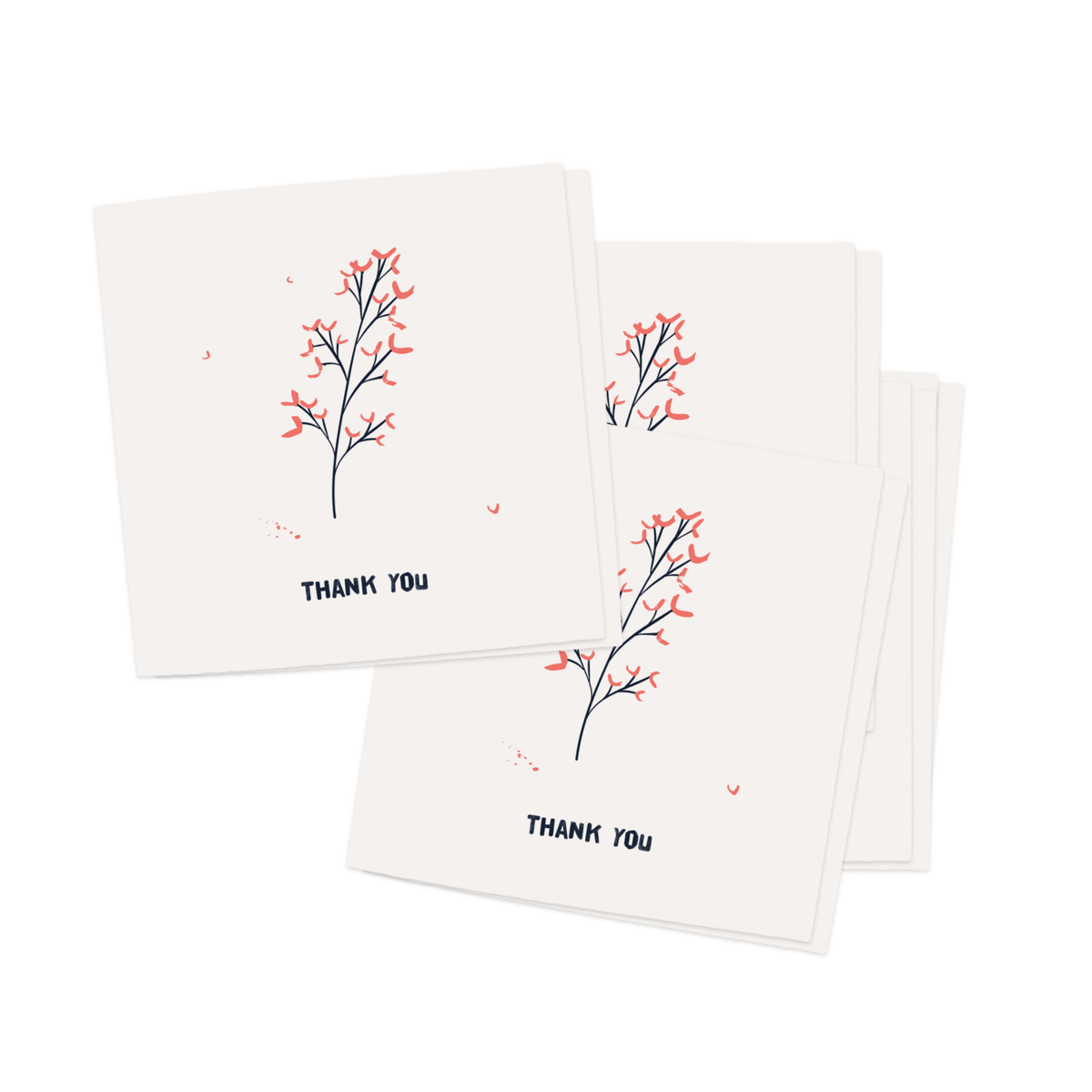 Set of 10 greeting cards with envelope | THANK YOU | thank you - thank you - thank you - thank you | folded card - matte off-white - heavy quality biotop paper