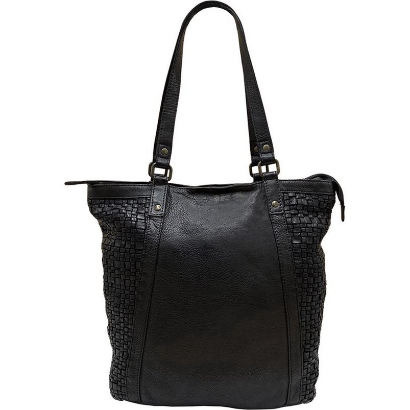 Arrigo Ladies Shopper - sort flettet læder med lynlås