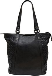 Arrigo Ladies Shopper - sort flettet læder med lynlås