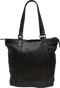 Arrigo Ladies Shopper - Black geflochtenes Leder mit Reißverschluss