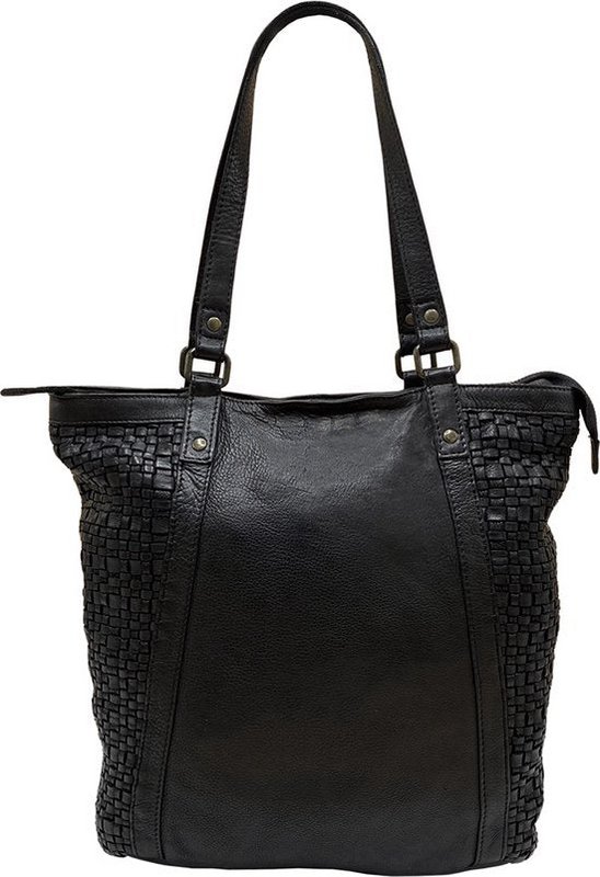 Arrigo Ladies Shopper - sort flettet læder med lynlås