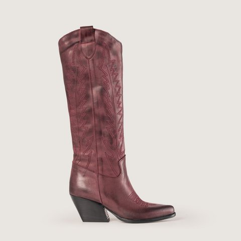 Nabiki Brushed Bordeaux Texan Boots