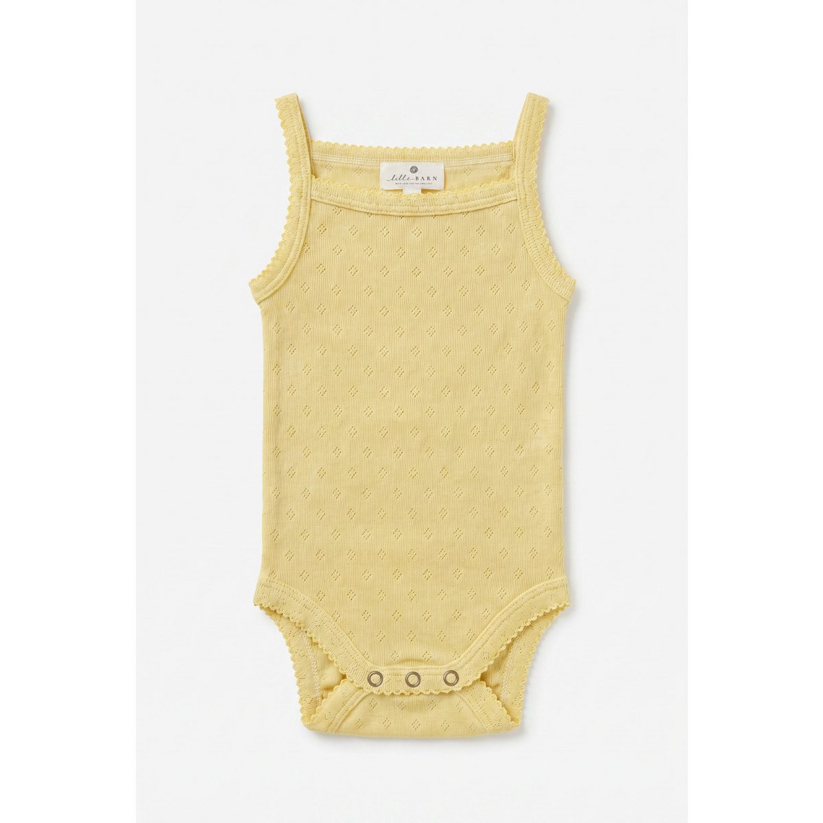 Wollen romper pointelle met bandjes - merinowol - Dusty Yellow