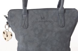 Hand/shoulder bag Dark blue curvy design