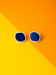 Ella stud earrings in blue & white