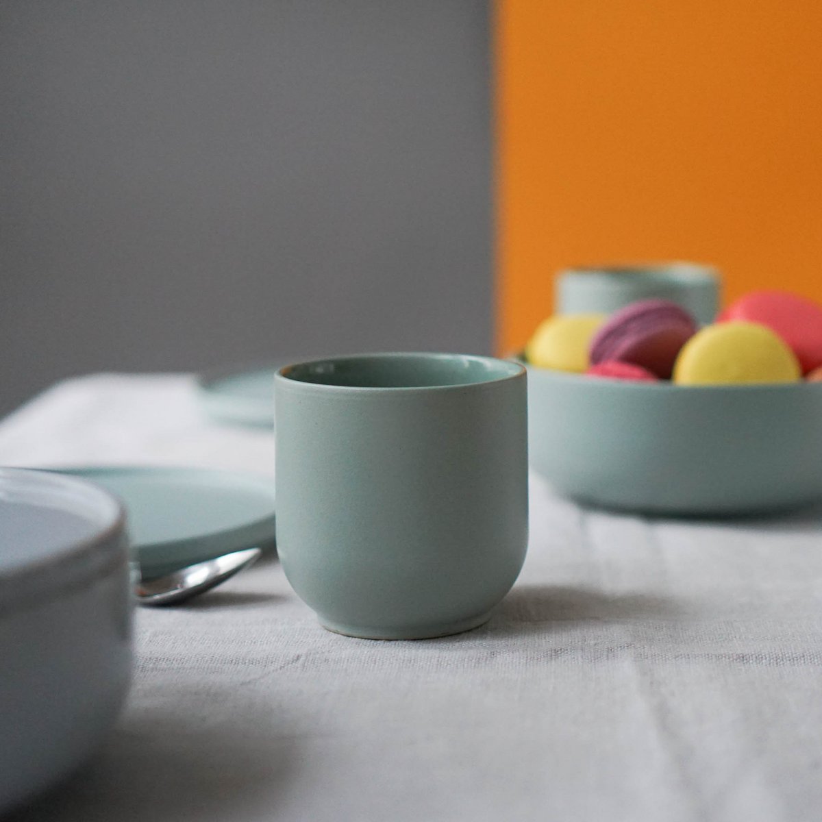 Hollyhock mug - sage green - 200 ml