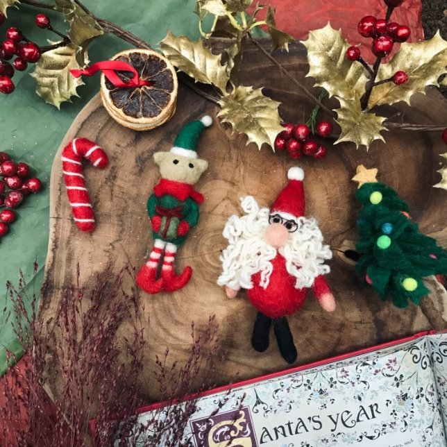 Decorazione da appendere per albero di Natale riccio in feltro fatto a mano