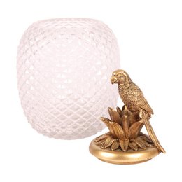 Papuga w szklanym słoju 28,5 cm - Złoto - Żywica