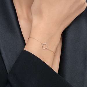 Klaver armband met diamanten, 18K roségoud