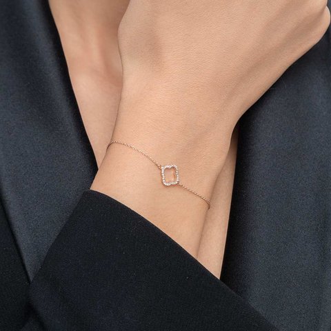 Clover bracelet with diamonds, 18K rose gold