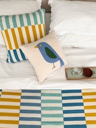 Mojo Blue Jacquard Throw – Blødt børstet bomuld