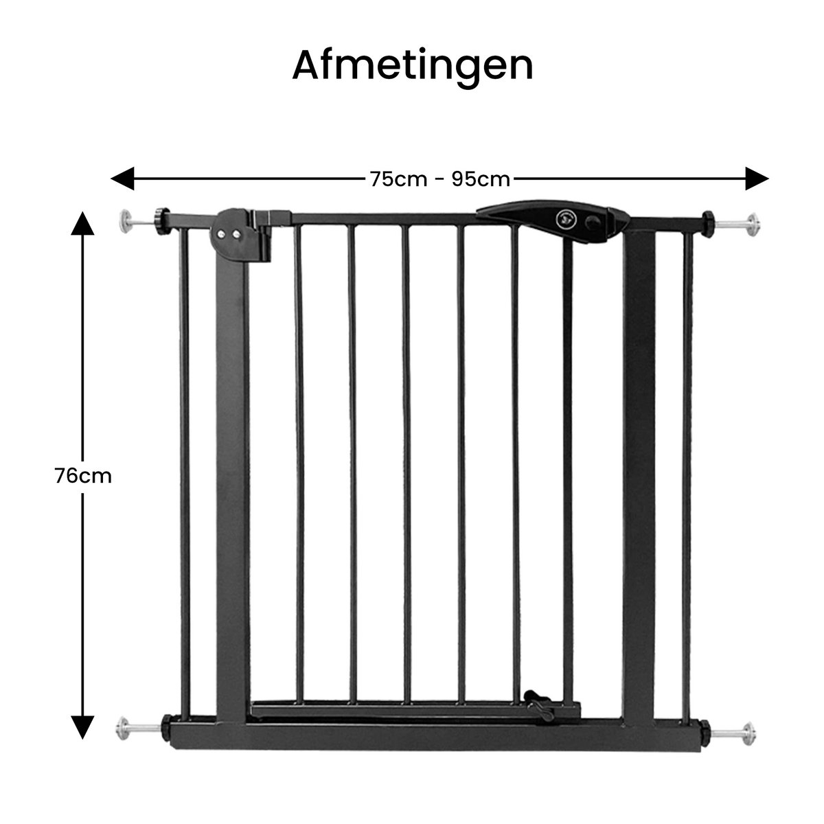 Liefjes & Co Stair Gate Without Drilling - 75 to 95 cm - Safety gates - Child gate - Clamp mounting - Black - White