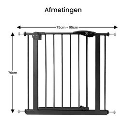 Liefjes & Co Cancelletto per scale senza foratura - Da 75 a 95 cm - Cancelletti di sicurezza - Cancelletto per bambini - Montaggio a morsetto - Nero - Bianco