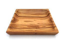 Piatto 20 x 20 cm Piatto da portata quadrato in legno di ulivo