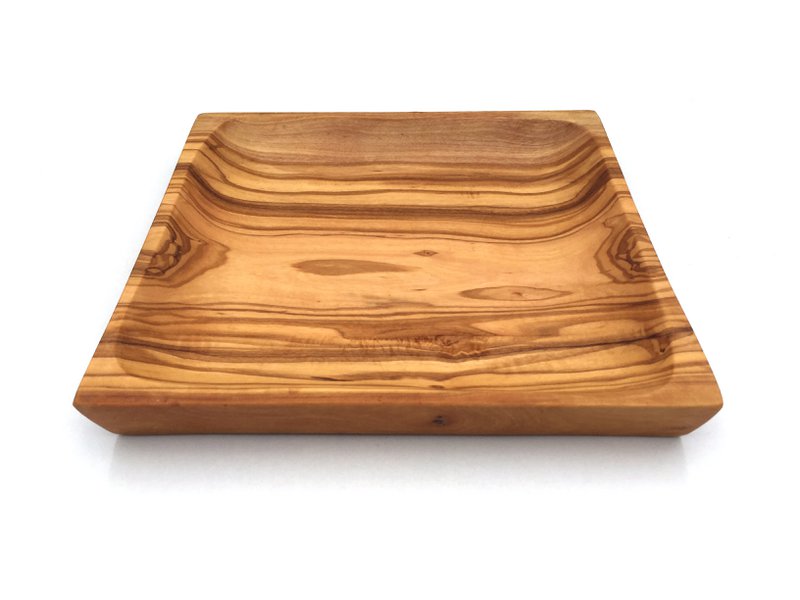 Piatto 20 x 20 cm Piatto da portata quadrato in legno di ulivo