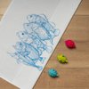 Witte theedoek, 5 FISH, blauw