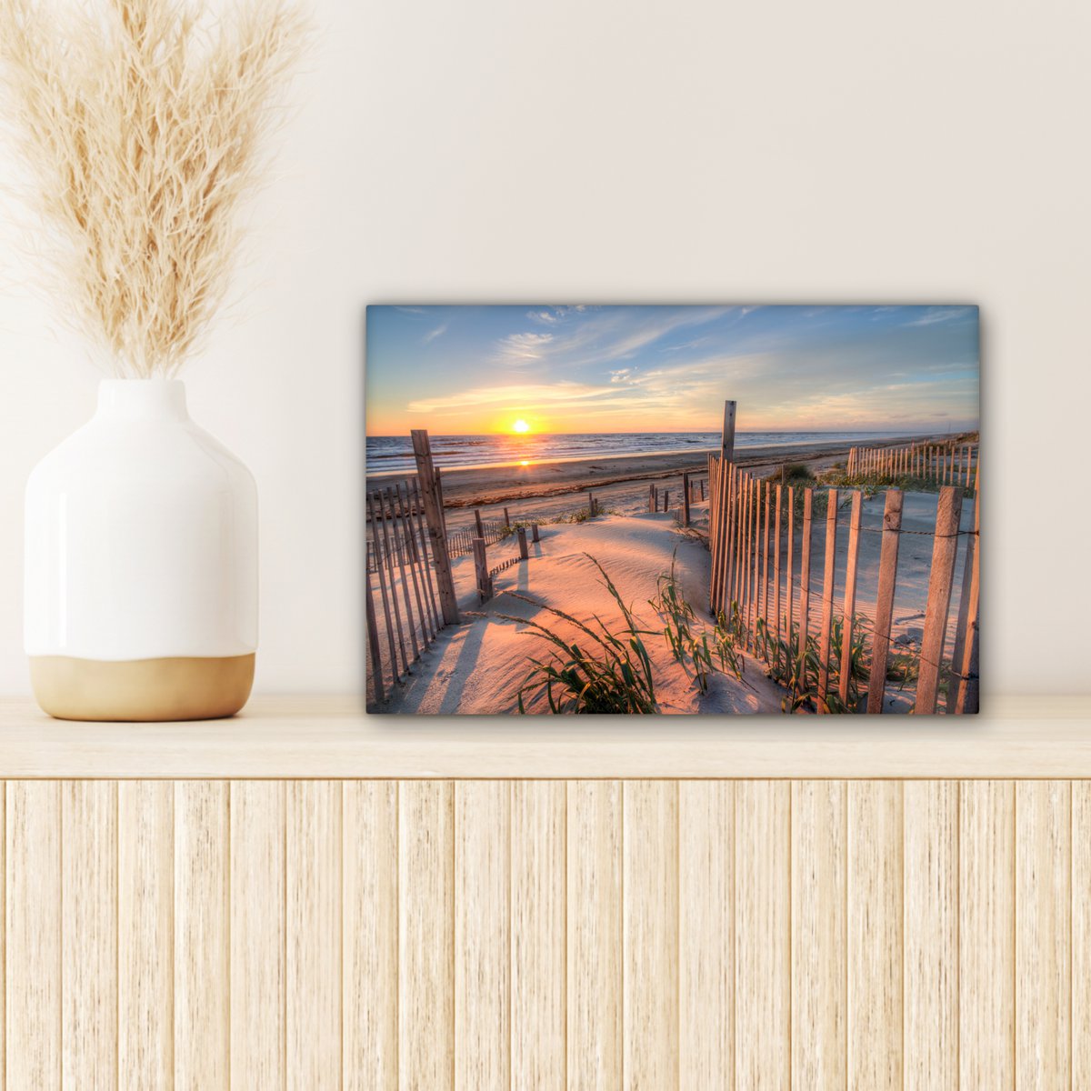 Leinwand Malerei - Wanddekoration - Strand - Meer - Dune - Sonnenuntergang - Landschaft
